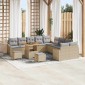 vidaXL Σετ Καναπέ Κήπου με μαξιλάρι 13 pcs Μπεζ Πολυ ράταν