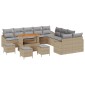 vidaXL Σετ Καναπέ Κήπου με μαξιλάρι 13 pcs Μπεζ Πολυ ράταν