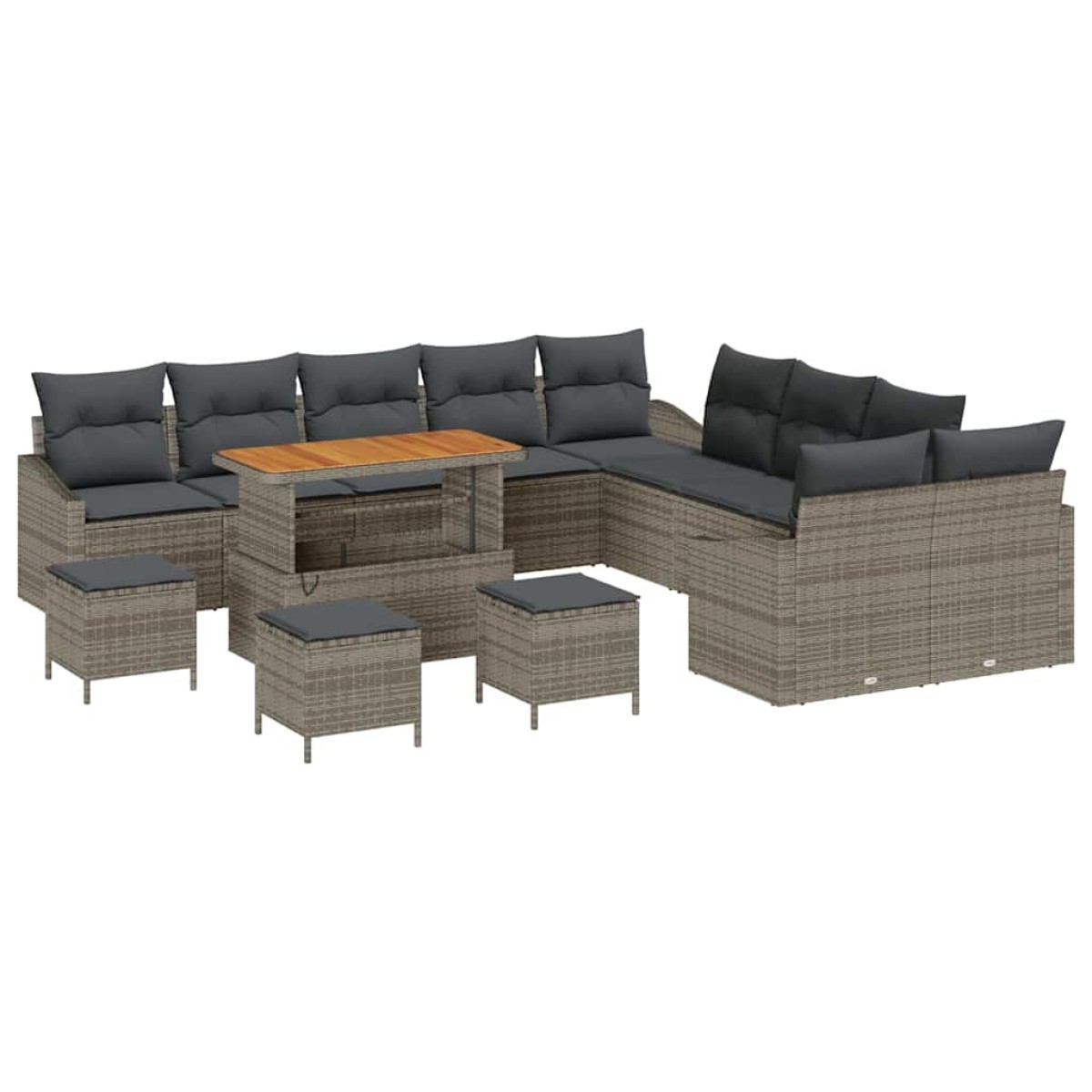 vidaXL Σετ Καναπέ Κήπου με μαξιλάρι 13 pcs Γκρι Πολυ ράταν