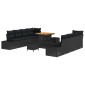 vidaXL Σετ Καναπέ Κήπου με μαξιλάρι 11 pcs Μαύρο Πολυ ράταν