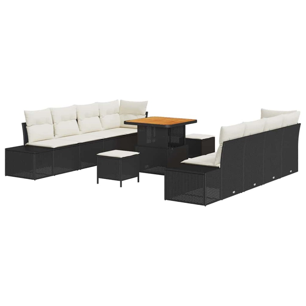 vidaXL Σετ Καναπέ Κήπου με μαξιλάρι Μαύρο 80 x 80 x 71 cm Πολυ ράταν