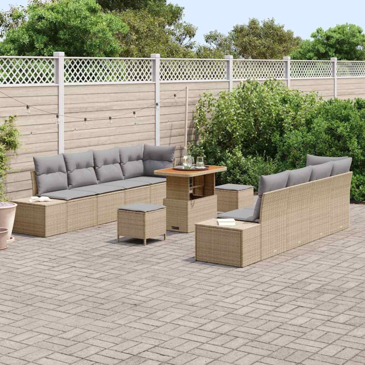 vidaXL Σετ Καναπέ Κήπου με μαξιλάρι Μπεζ 90 x 55 x 71 cm Πολυ ράταν