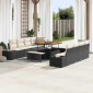 vidaXL Σετ Καναπέ Κήπου με μαξιλάρι Μαύρο 264 x 62 x 85 εκ Πολυ ράταν