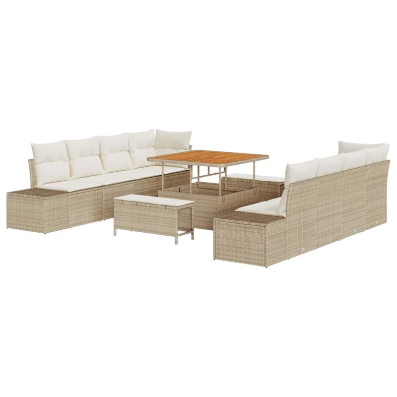 vidaXL Σετ Καναπέ Κήπου με μαξιλάρι Μπεζ 100 x 100 x 71 cm Πολυ ράταν