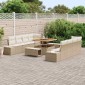 vidaXL Σετ Καναπέ Κήπου με μαξιλάρι Μπεζ 100 x 100 x 71 cm Πολυ ράταν
