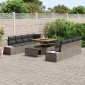 vidaXL Σετ Καναπέ Κήπου με μαξιλάρι 11 pcs Γκρι Πολυ ράταν