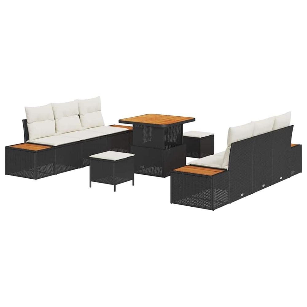 vidaXL Σετ Καναπέ Κήπου 9 τμχ. 8-Αριθμός καθισμάτων Μαύρο Πολυ ράταν