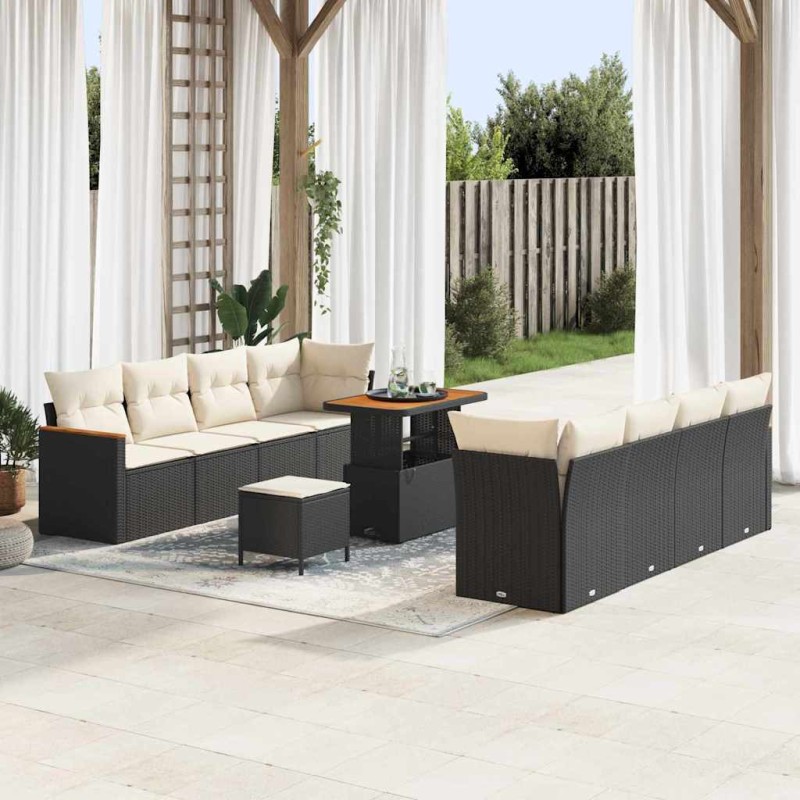 vidaXL Σετ Καναπέ Κήπου 12 τμχ. 10-Αριθμός καθισμάτων Μαύρο