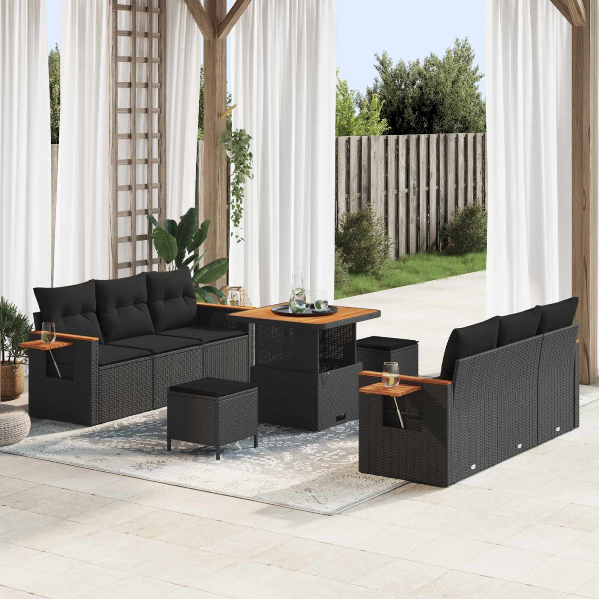 vidaXL Σετ Καναπέ Κήπου 11 τμχ. 8-Αριθμός καθισμάτων Μαύρο