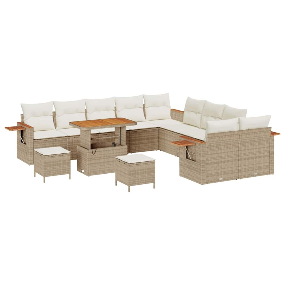 vidaXL Σετ Καναπέ Κήπου 17 τμχ. 10-Αριθμός καθισμάτων Μπεζ και Κρέμα