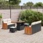 vidaXL Σετ Καναπέ Κήπου 10 τμχ. 7-Αριθμός καθισμάτων Μαύρο και Κρέμα