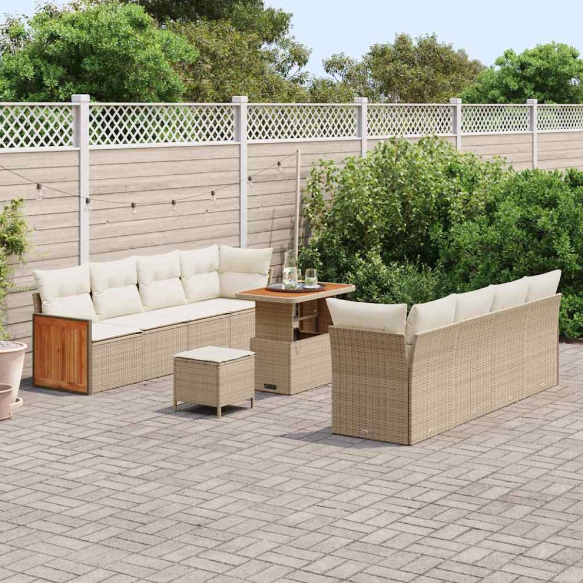 vidaXL Σετ Καναπέ Κήπου 12 pcs Μπεζ και Κρέμα συνθετικό ρατάν