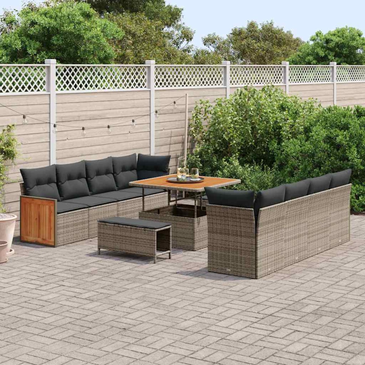 vidaXL Σετ Καναπέ Κήπου Γκρι 231 x 224 x 85 εκ συνθετικό ρατάν