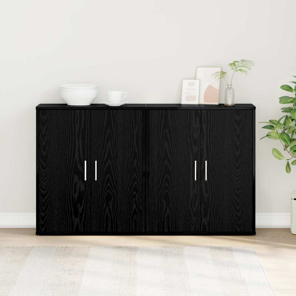 vidaXL Πλαϊνό γραφείο 2 τμχ. Μαύρη Οξυά 60 x 31 x 70 εκ