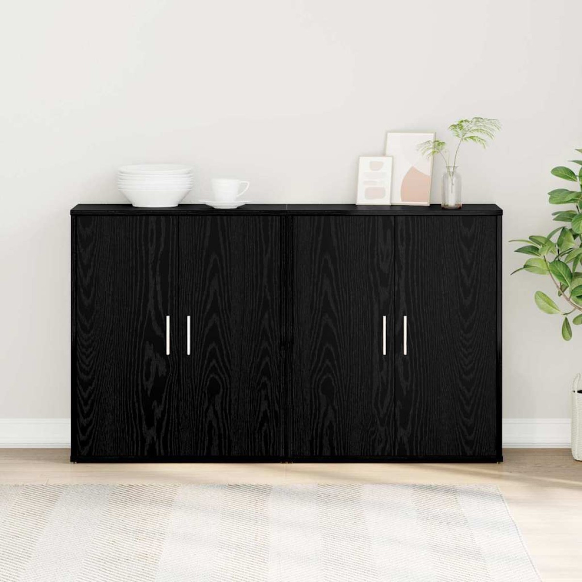 vidaXL Πλαϊνό γραφείο 2 τμχ. Μαύρη Οξυά 60 x 31 x 70 εκ