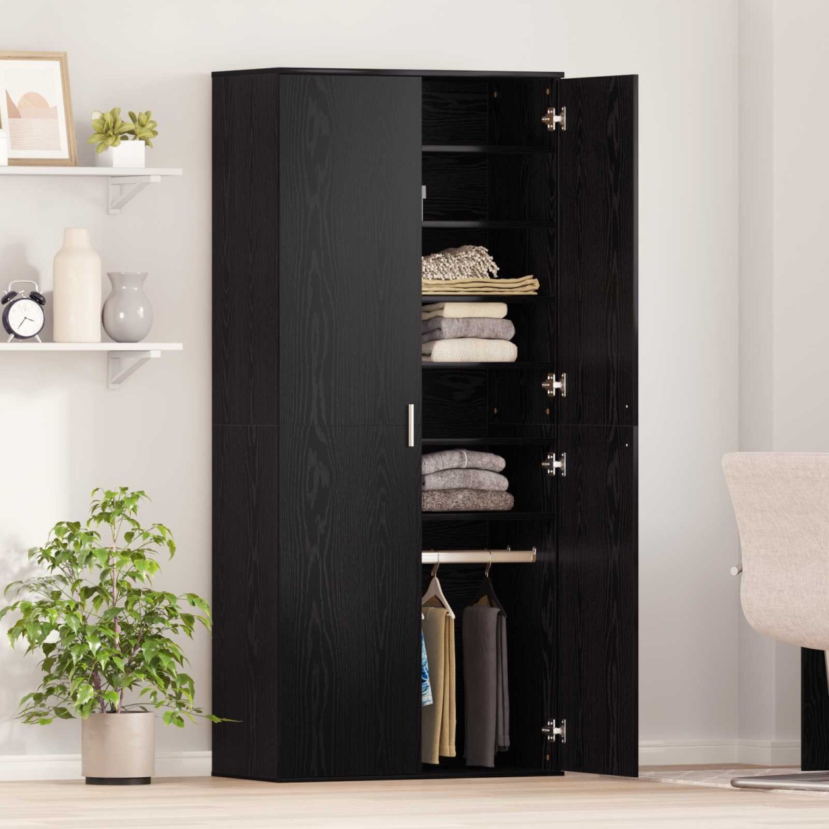 vidaXL Γραφείο 80 x 39 x 178 εκ Επεξεργασμένο Ξύλο Μαύρη δρυς