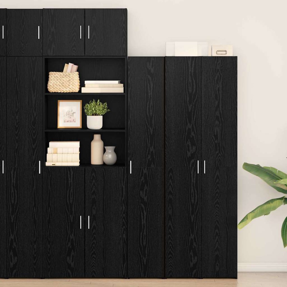 vidaXL Highboard Μαύρη Οξυά 30 x 42,5 x 185 εκ