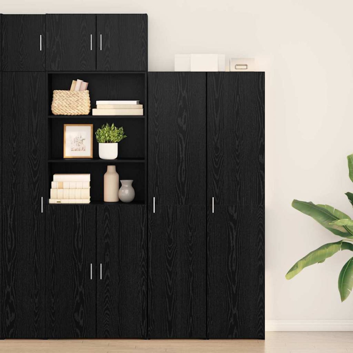 vidaXL Highboard Μαύρη Οξυά 40 x 42,5 x 185 εκ.