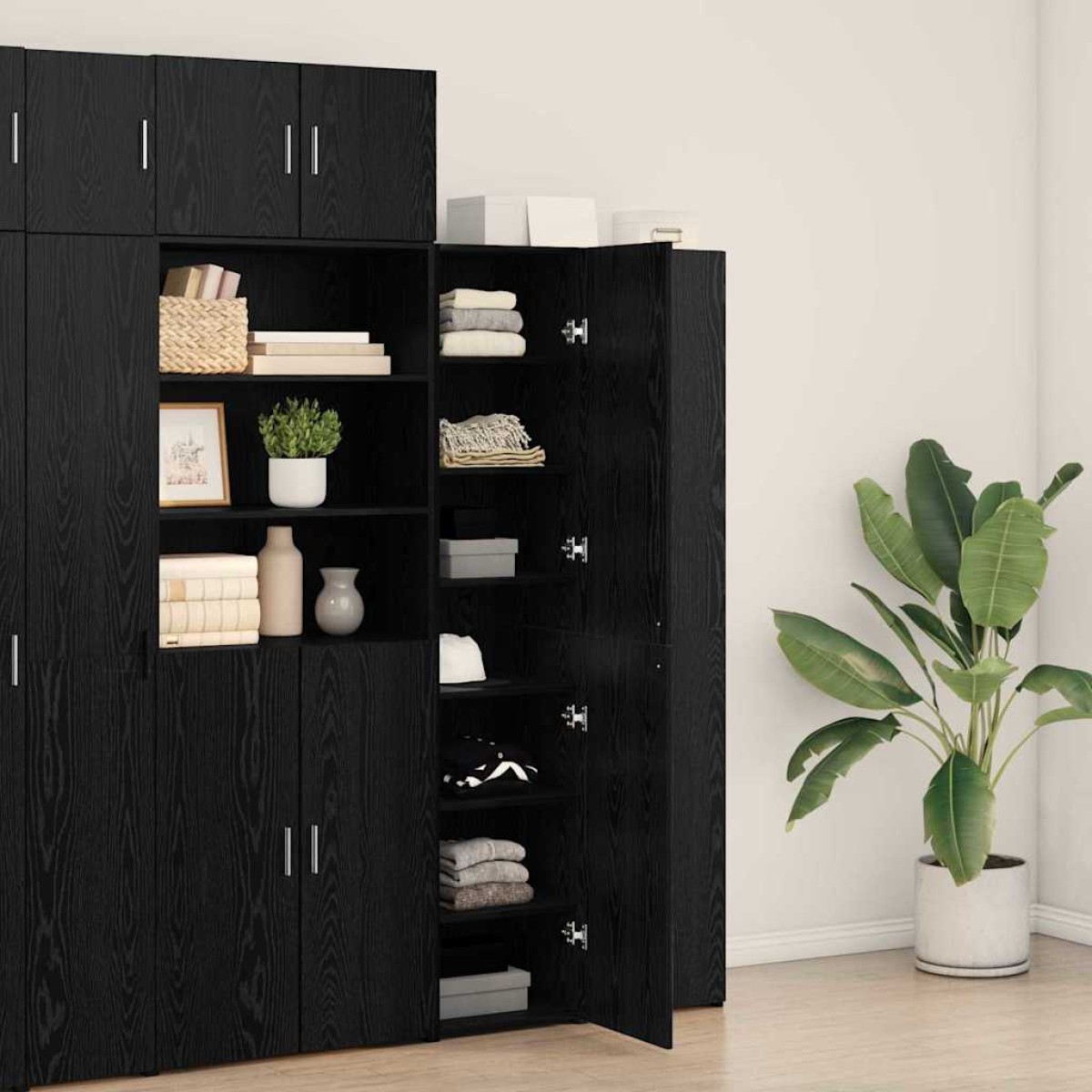 vidaXL Highboard Μαύρη Οξυά 40 x 42,5 x 185 εκ.