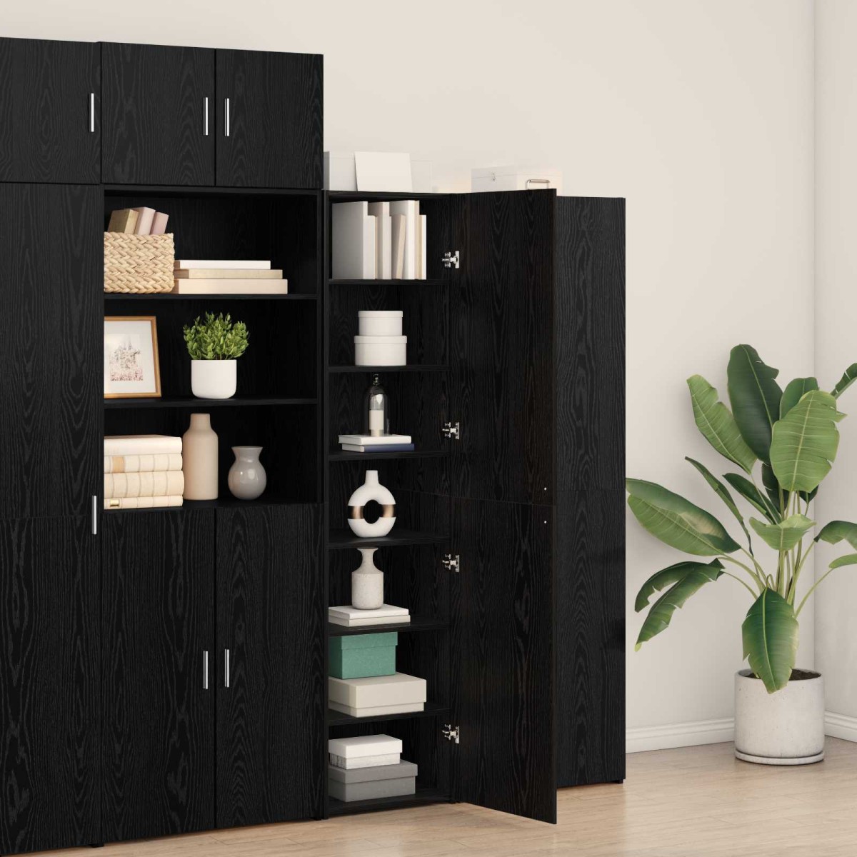 vidaXL Highboard Μαύρη Οξυά 45 x 42,5 x 185 εκ.