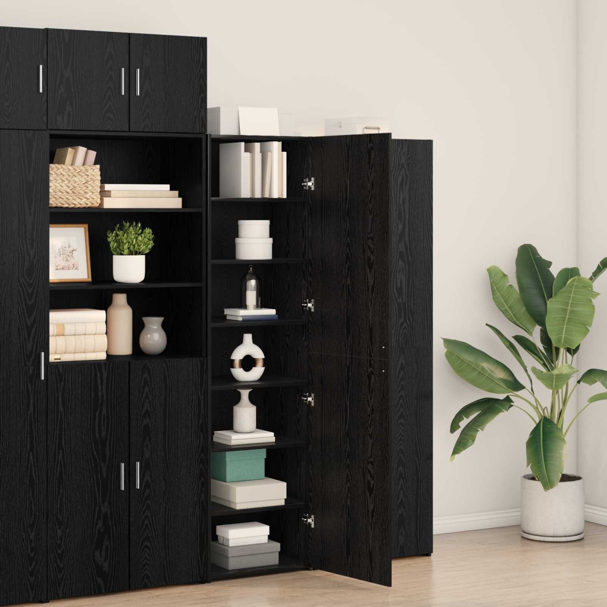 vidaXL Highboard Μαύρη Οξυά 50 x 42,5 x 185 εκ.