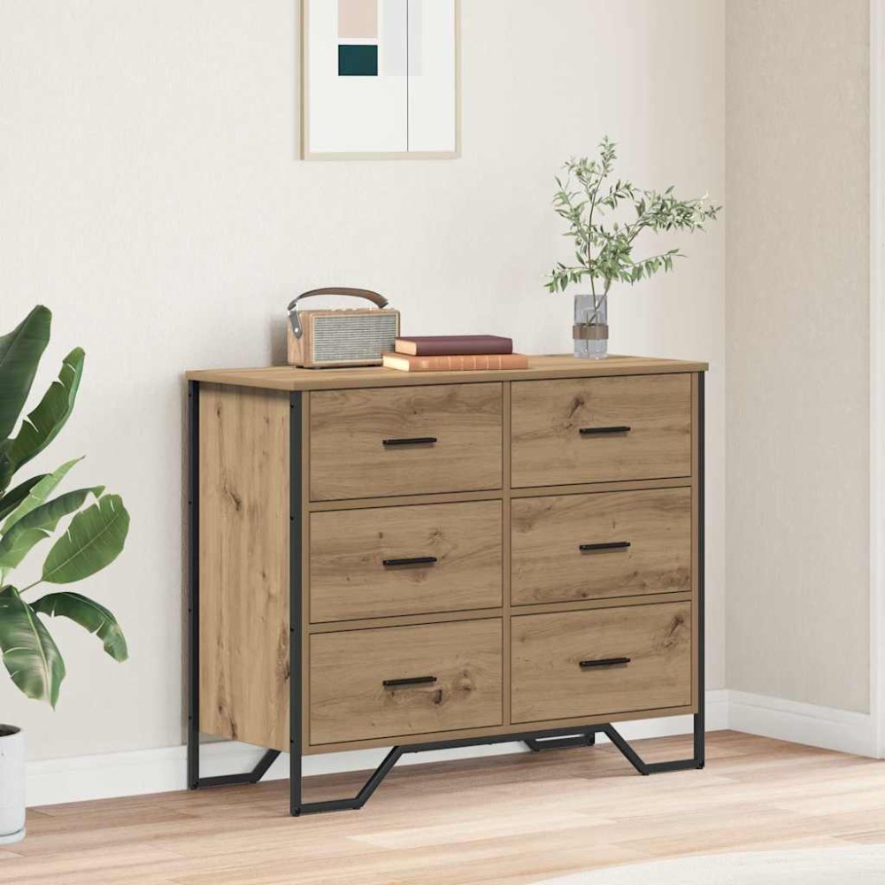 vidaXL Κουτί με συρτάρια 6-Συρτάρι Artisan Oak 91 x 35,5 x 74,5 εκ.