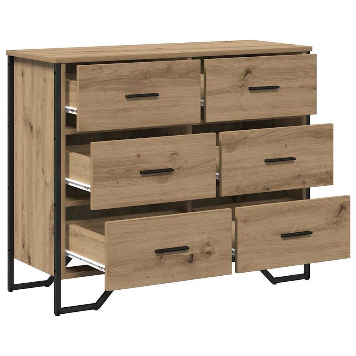 vidaXL Κουτί με συρτάρια 6-Συρτάρι Artisan Oak 91 x 35,5 x 74,5 εκ.