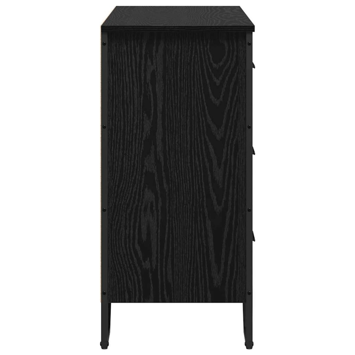 vidaXL Κουτί με συρτάρια 6-Συρτάρι Μαύρη Οξυά 91 x 35,5 x 74,5 εκ.