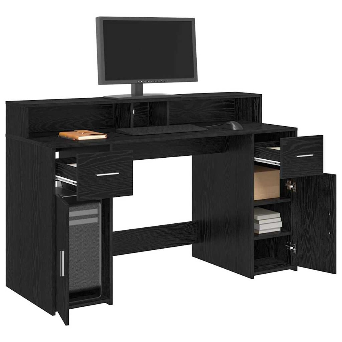 vidaXL Γραφείο Μαύρη δρυς 140 x 55 x 91 εκ. Επεξεργασμένο ξύλο