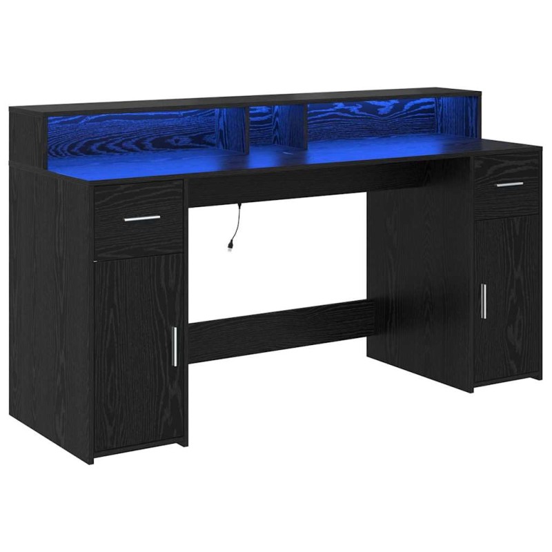 vidaXL Γραφείο Μαύρη δρυς 160 x 55 x 91 εκ. Επεξεργασμένο ξύλο