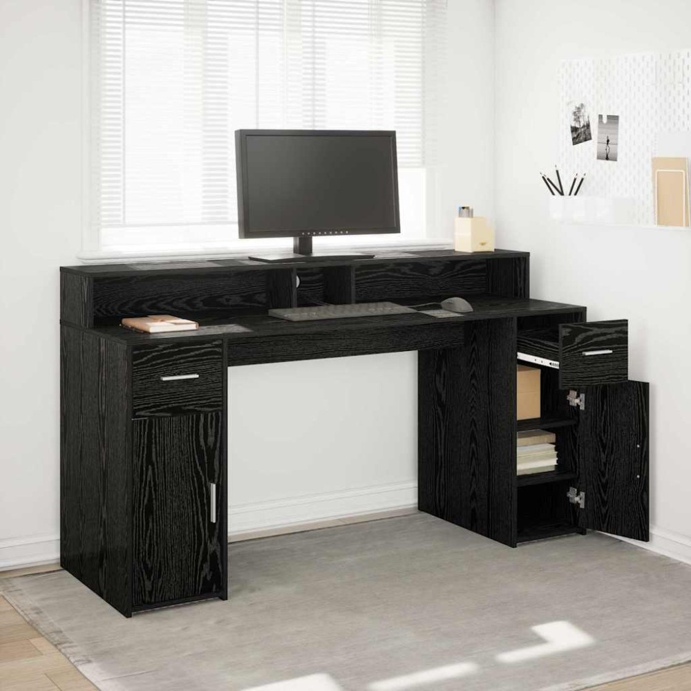vidaXL Γραφείο Μαύρη δρυς 160 x 55 x 91 εκ. Επεξεργασμένο ξύλο