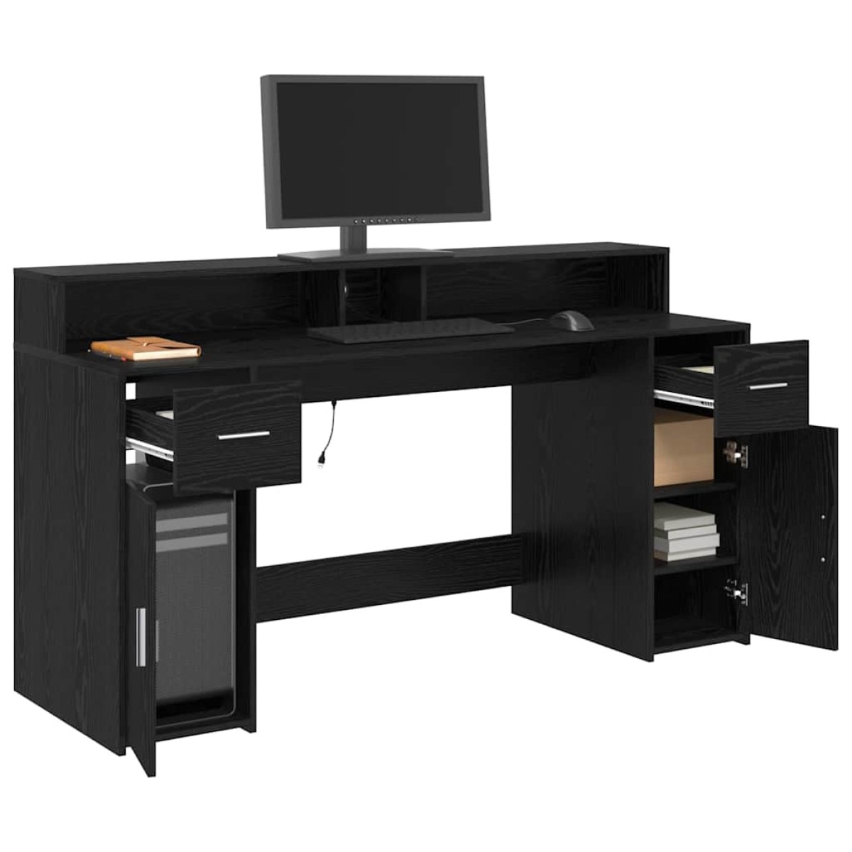 vidaXL Γραφείο Μαύρη δρυς 160 x 55 x 91 εκ. Επεξεργασμένο ξύλο