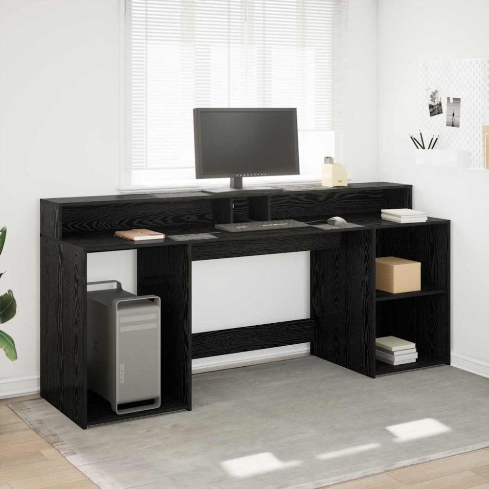 vidaXL Γραφείο Μαύρη δρυς 200 x 55 x 91 εκ. Επεξεργασμένο ξύλο