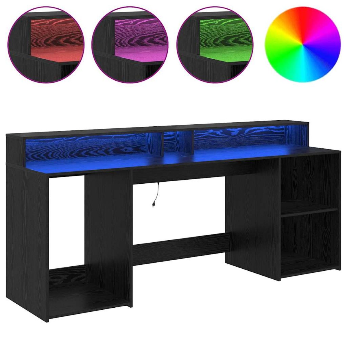 vidaXL Γραφείο Μαύρη δρυς 200 x 55 x 91 εκ. Επεξεργασμένο ξύλο
