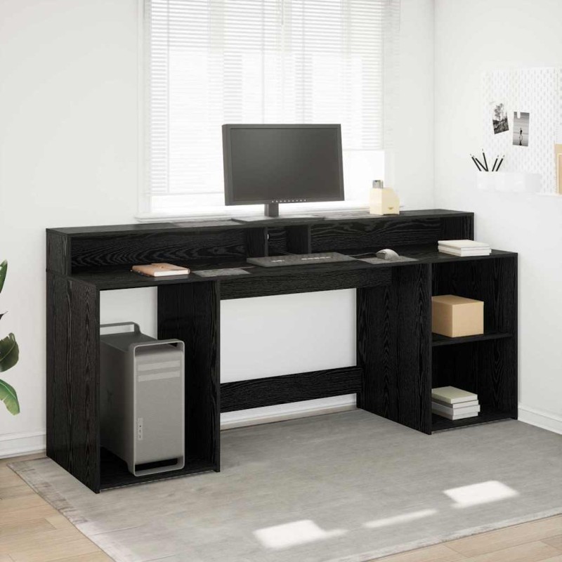 vidaXL Γραφείο Μαύρη δρυς 200 x 55 x 91 εκ. Επεξεργασμένο ξύλο