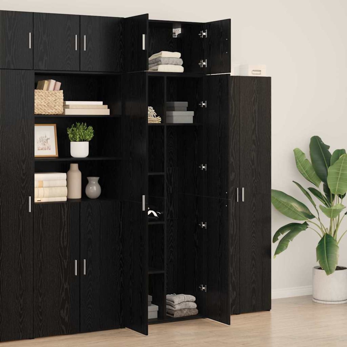 vidaXL Ντουλάπι αποθήκευσης 2 τμχ. Μαύρη Οξυά 70 x 42,5 x 185 εκ