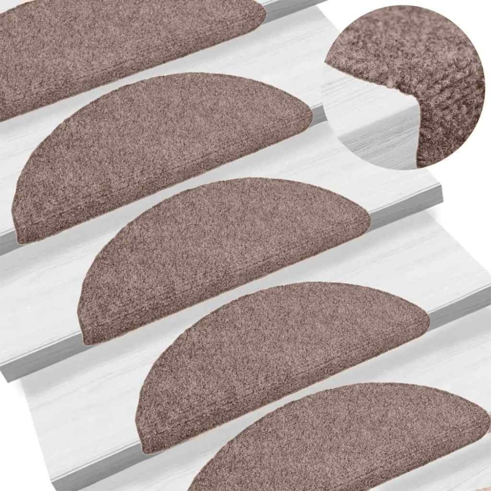 vidaXL Πατάκια Σκαλιών Αυτοκόλλητα 20 τεμ. Ανοιχτό Καφέ Ημίστρογγυλά Μεγάλα 65x21x4 εκ.