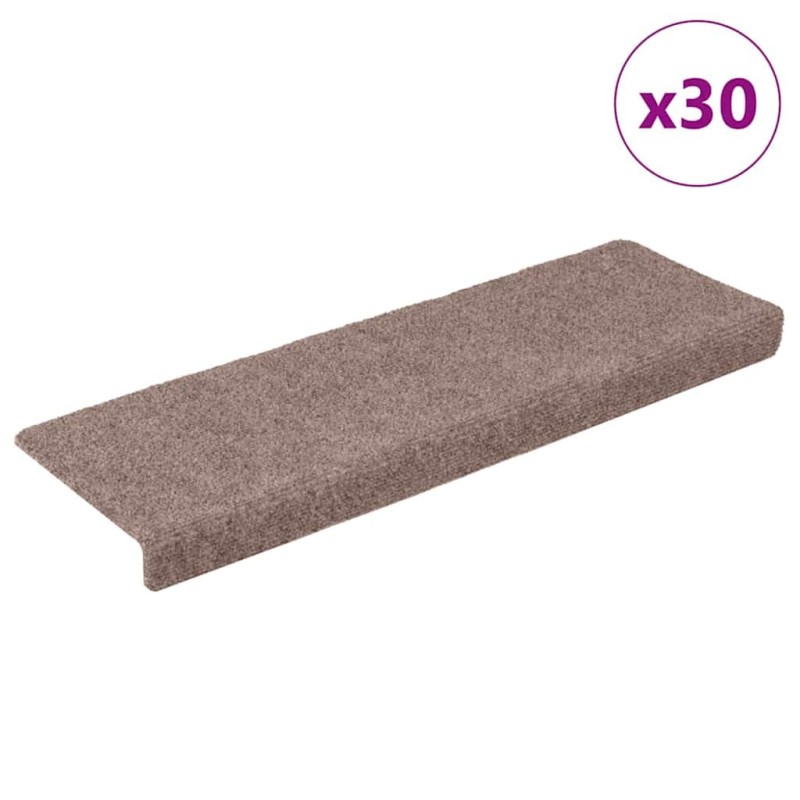 vidaXL Αυτοκόλλητα Πατάκια Σκαλιών 30 τεμ. 65x21x4 εκ. Ανοιχτό Καφέ Ορθογώνια Άκρη