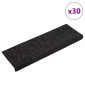vidaXL Αυτοκόλλητα Πατάκια Σκαλιών 30 τεμ. 65x21x4 εκ. Μαύρα Ορθογώνια Άκρα