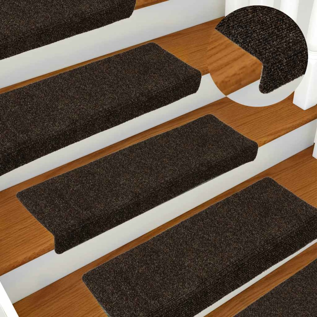 vidaXL Αυτοκόλλητα Πατάκια Σκαλιών 30 τεμ. 65x21x4 εκ. Σκούρο Καφέ Ορθογώνιο Άκρο