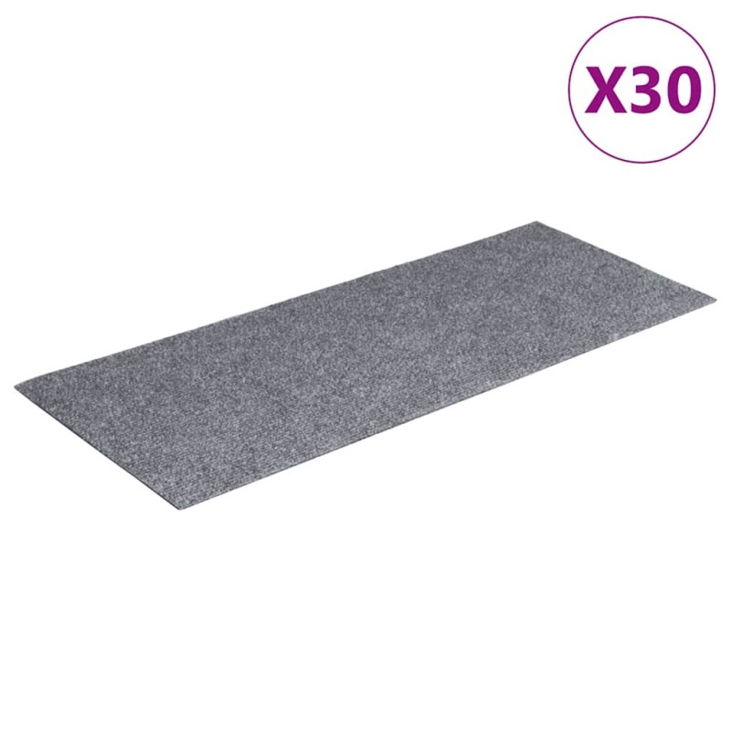 vidaXL Αυτοκόλλητα Πατάκια Σκαλιών 30 τεμ. Ανοιχτό Γκρι Ορθογώνια 60x25 εκ.