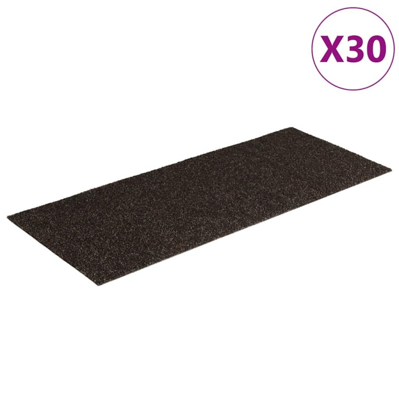 vidaXL Αυτοκόλλητα Πατάκια Σκαλιών 30 τεμ. Σκούρο Καφέ Ορθογώνια 60x25 εκ.