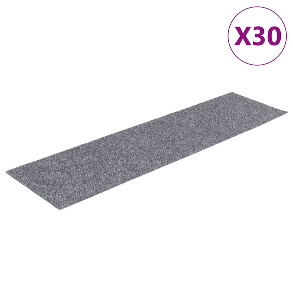 vidaXL Αυτοκόλλητα Πατάκια Σκαλιών 30 τεμ. Ανοιχτό Γκρι Ορθογώνια 76x20 εκ.