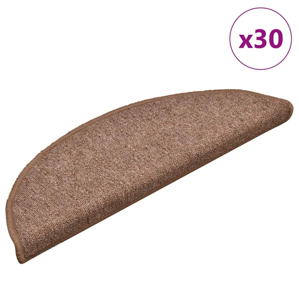 vidaXL Πατάκια Σκαλοπάτια 30 τεμ. Καφέ Ημίκυκλα 56x17x3 εκ.
