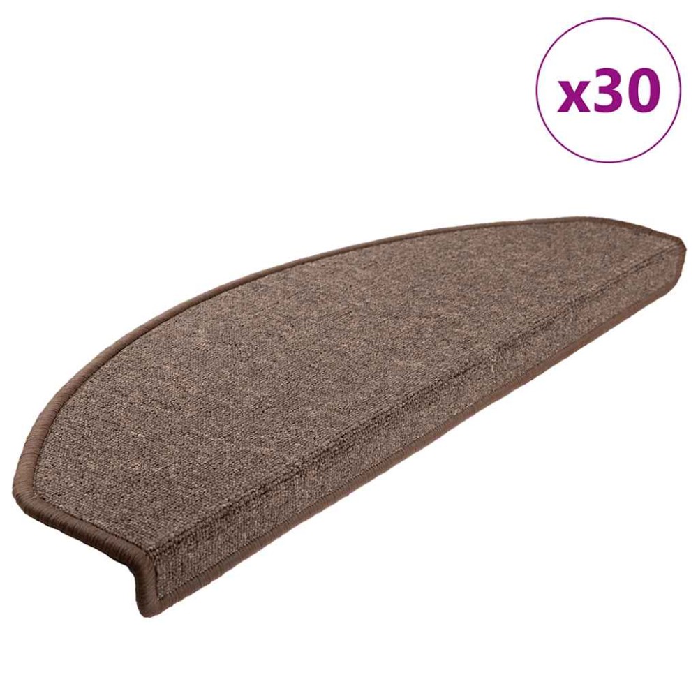 vidaXL Πατάκια Σκαλοπάτια 30 τεμ. 65x24x4 εκ. Καφέ Καφέ Ημίστρογγυλά Μεγάλα