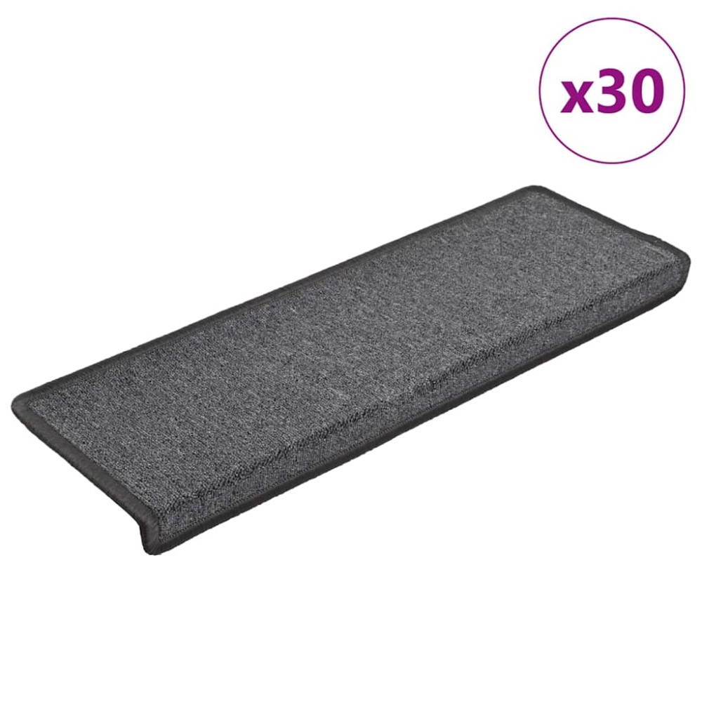vidaXL Πατάκια Σκαλοπάτια 30 τεμ. Σκούρο Γκρι 65x21x4 εκ. με Ορθογώνια Άκρη