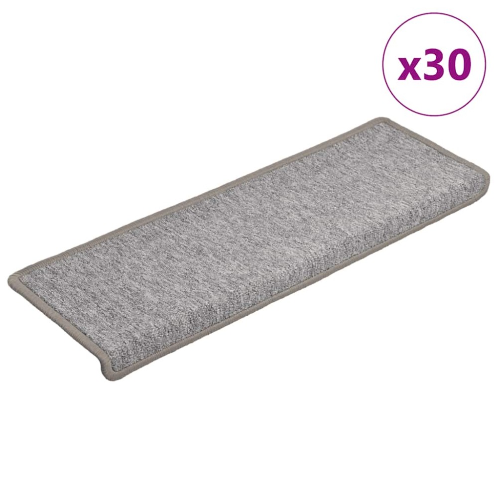 vidaXL Πατάκια Σκαλοπάτια 30 τεμ. Ανοιχτό Γκρι 65x21x4 εκ. με Ορθογώνια Άκρη