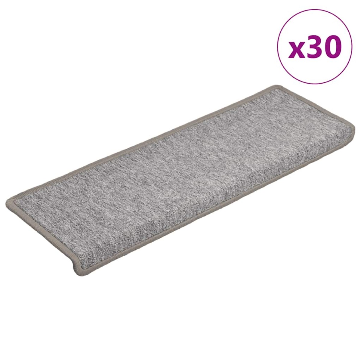 vidaXL Πατάκια Σκαλοπάτια 30 τεμ. Ανοιχτό Γκρι 65x21x4 εκ. με Ορθογώνια Άκρη