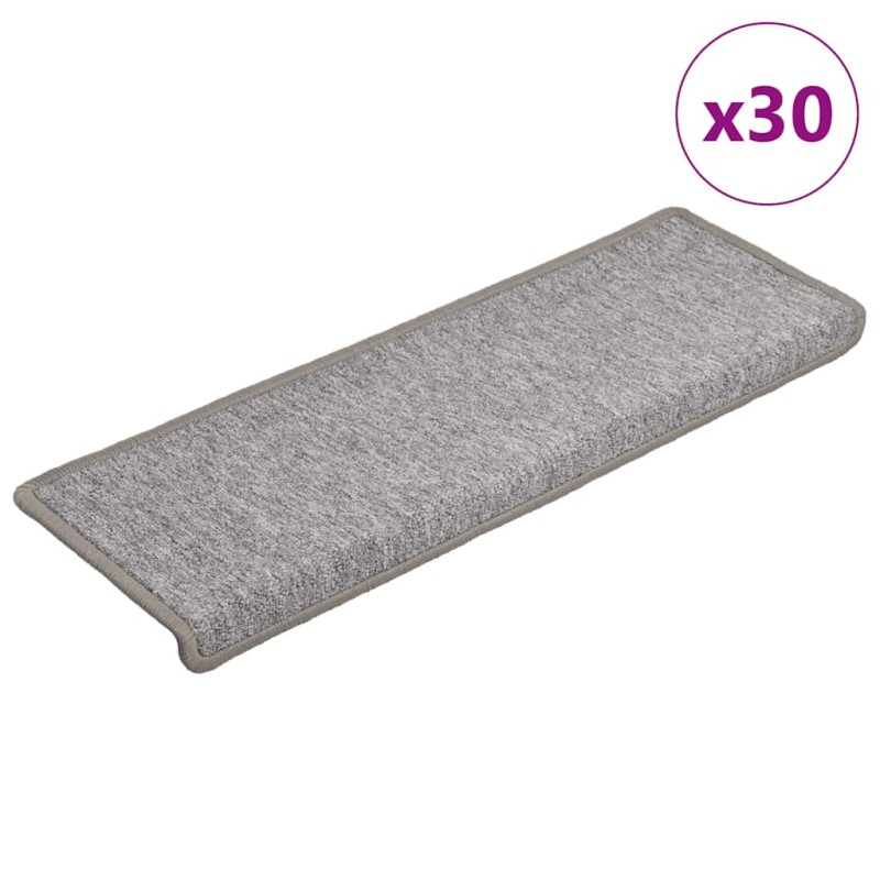 vidaXL Πατάκια Σκαλοπάτια 30 τεμ. Ανοιχτό Γκρι 65x21x4 εκ. με Ορθογώνια Άκρη