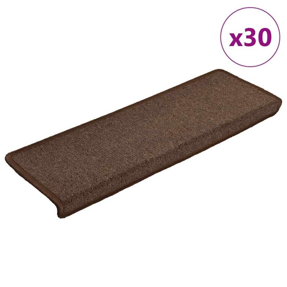 vidaXL Πατάκια Σκαλοπάτια 30 τεμ. 65x21x4 εκ. Καφέ Καφέ με Ορθογώνια Άκρη